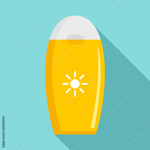 Sun protection bottle icon. Flat illustration of sun protection bottle vector icon for web design