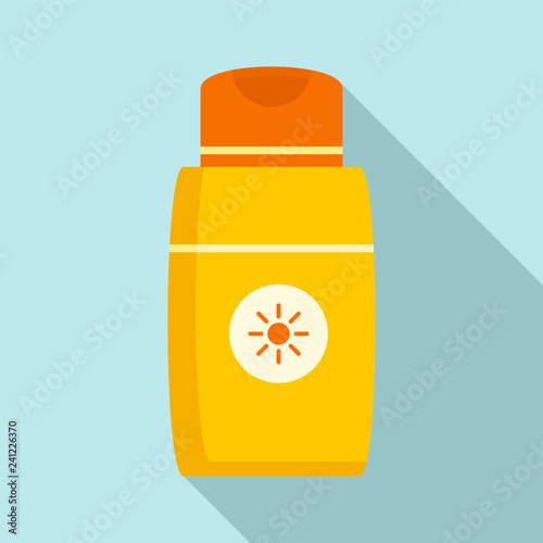 Sun lotion icon. Flat illustration of sun lotion vector icon for web design