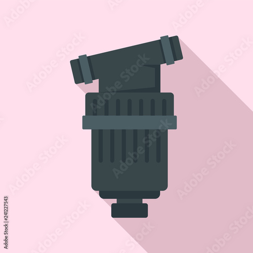 Black irrigation filter icon. Flat illustration of black irrigation filter vector icon for web design