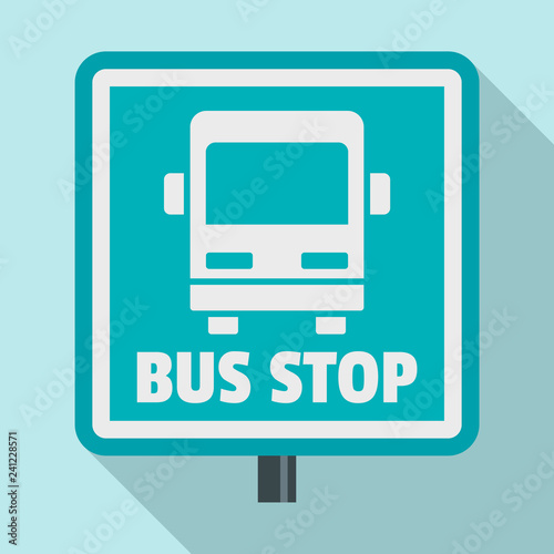 Square bus stop sign icon. Flat illustration of square bus stop sign vector icon for web design