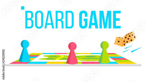 Board Game Vector. Field Space. Logical Table Game For Kids. Isolated Flat Cartoon Illustration