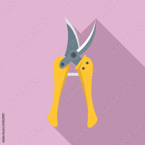 Garden secateurs icon. Flat illustration of garden secateurs vector icon for web design