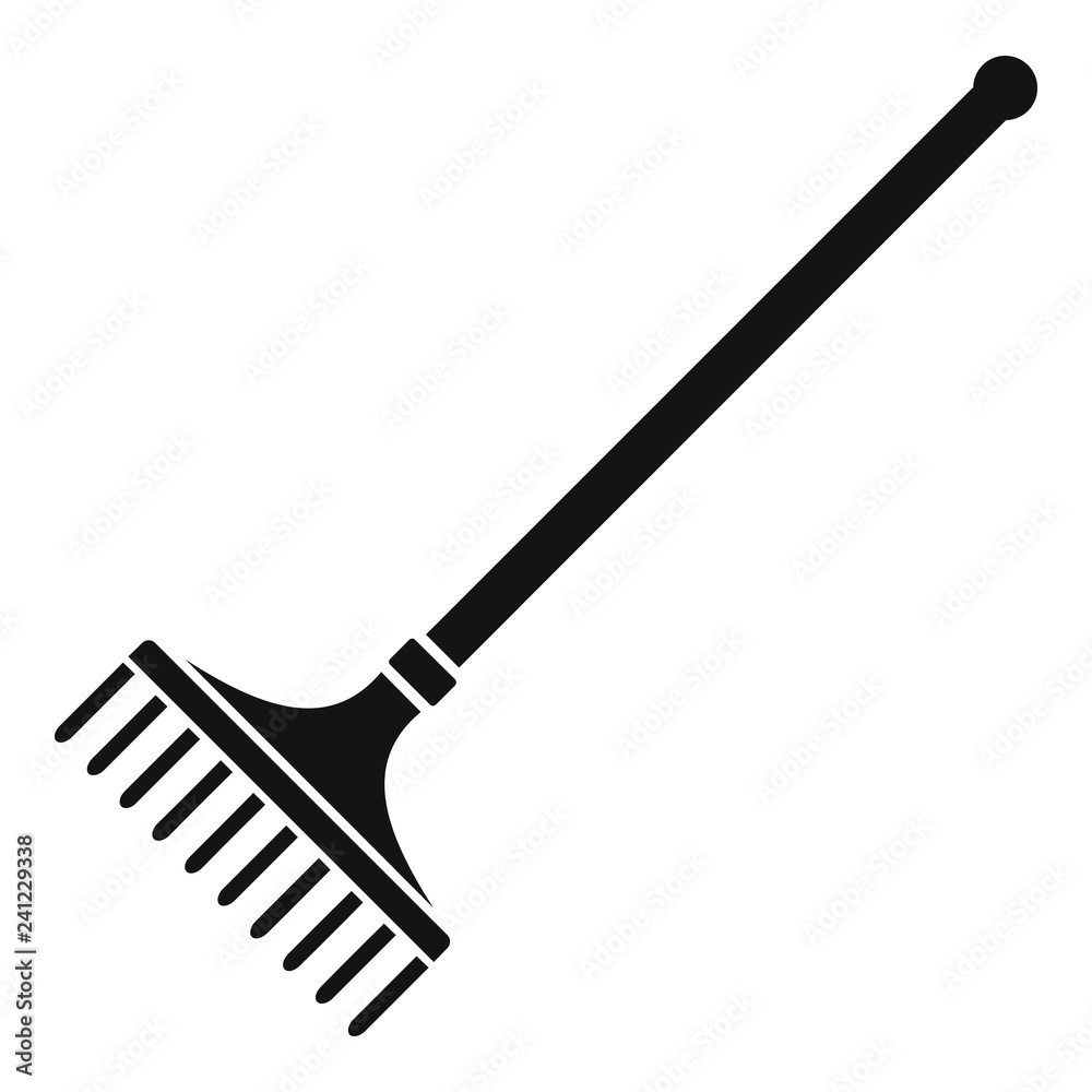 Garden rake icon. Simple illustration of garden rake vector icon for web design isolated on white background Garden rake icon. Simple illustration of garden rake vector icon for web design isolated on white background