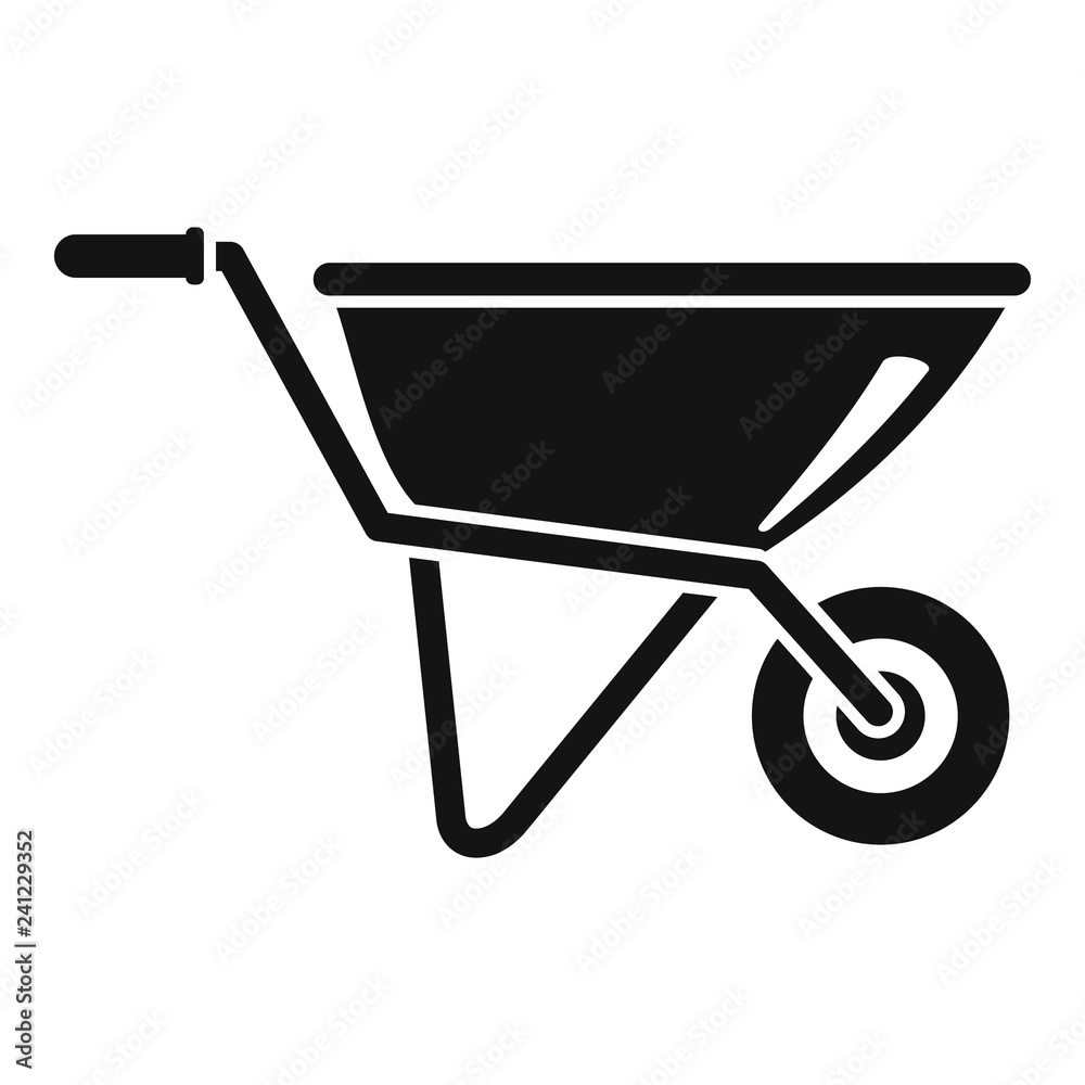 Wheelbarrow icon. Simple illustration of wheelbarrow vector icon for web design isolated on white background Wheelbarrow icon. Simple illustration of wheelbarrow vector icon for web design isolated on white background
