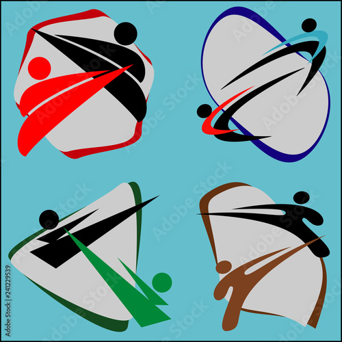 Martial art colored simbol design. Karate emblem.