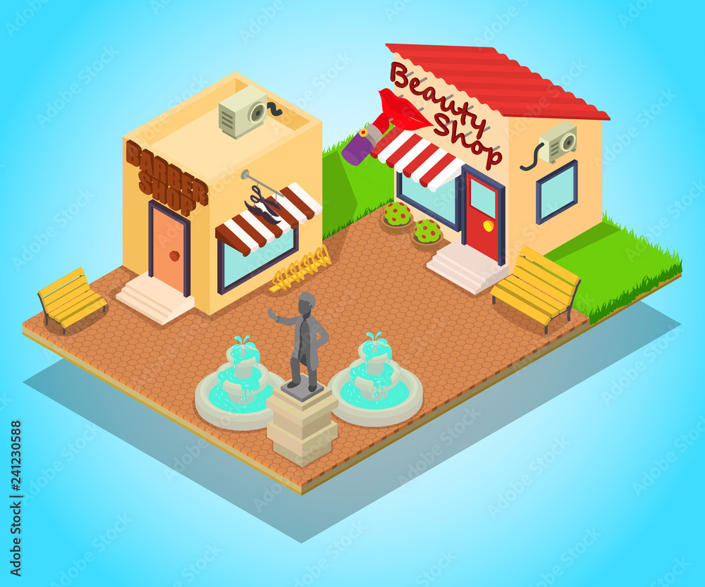 Fototapeta premium Beauty place concept banner. Isometric banner of beauty place vector concept for web, giftcard and postcard