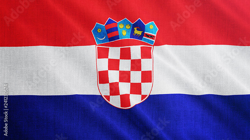 Croatia flag is waving 3D animation. Symbol of Croatian national on fabric cloth 3D rendering in full perspective.