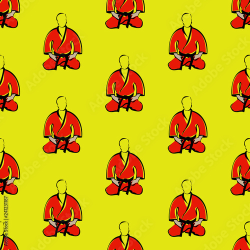 Seamless Colored Pattern martial arts, karate, MMA logo presswall. Design judo, taekwondo, hapkido, karate