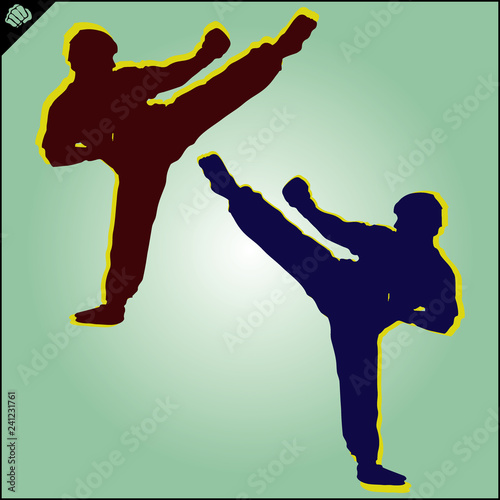 Martial art colored simbol design. Karate emblem.