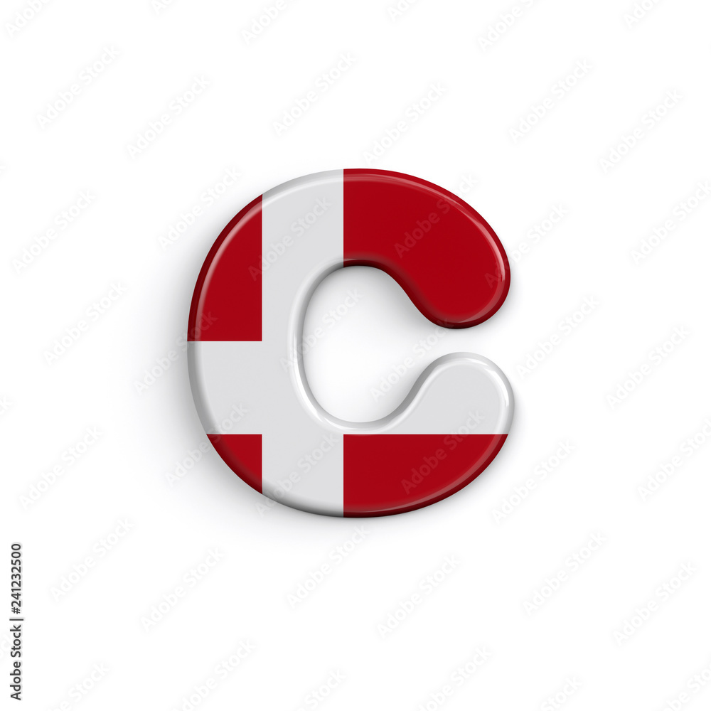 Denmark letter C - Lowercase 3d Danish flag font - Suitable for Denmark, nordic culture or Caribbean related subjects Denmark letter C - Lowercase 3d Danish flag font - Suitable for Denmark, nordic culture or Caribbean related subjects