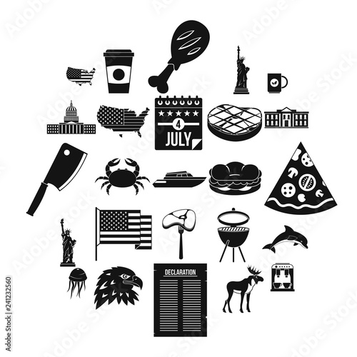 USA icons set. Simple set of 25 usa vector icons for web isolated on white background