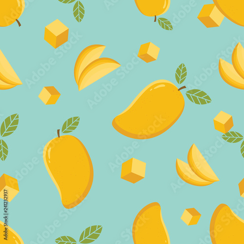 Mango seamless pattern. Mango seamless pattern background.Mango fruit graphic color seamless pattern