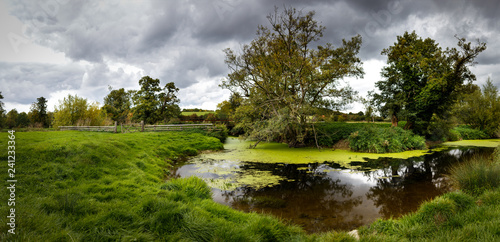 water meadows countryside landscape with creek