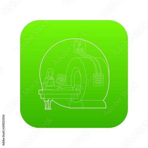 Tomography of human brain in hospital concept. Outline illustration of tomography of human brain in hospital vector concept for web