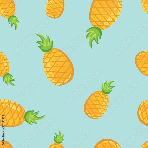 Tropical fruit pineapples pattern. Seamless pattern vector illustration. Bright summer seamless pattern