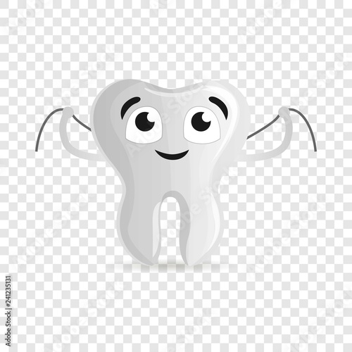 Happy tooth with floss icon. Cartoon of happy tooth with floss vector icon for web design for web design