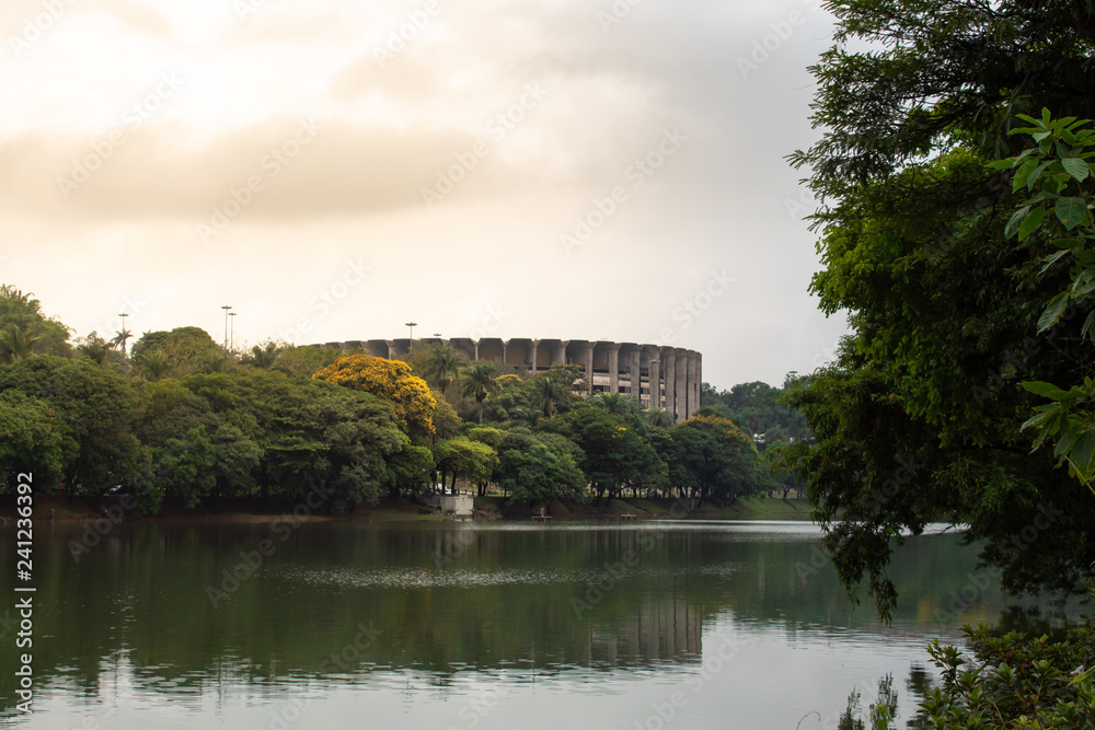 pampulha lake Belo Horizonte Minas Gerais Brazil/ Mineirinho gymnasium