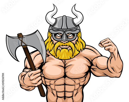 A Viking warrior gladiator cartoon sports mascot