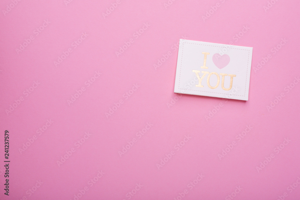 Postcard I love you on a pink background Postcard I love you on a pink background
