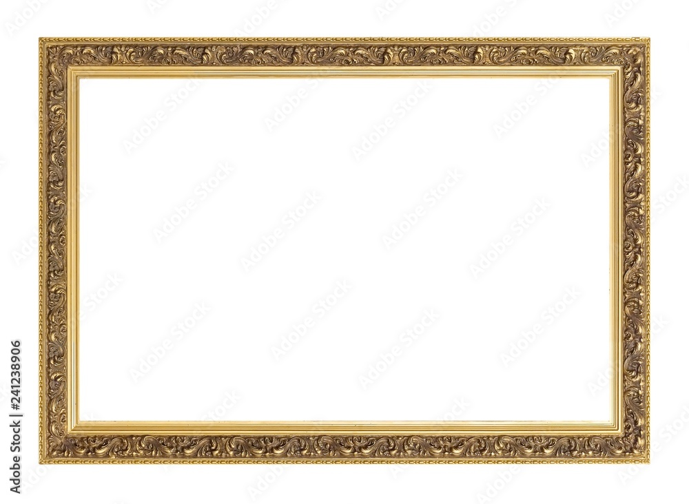 Fototapeta premium Golden frame for paintings, mirrors or photo isolated on white background