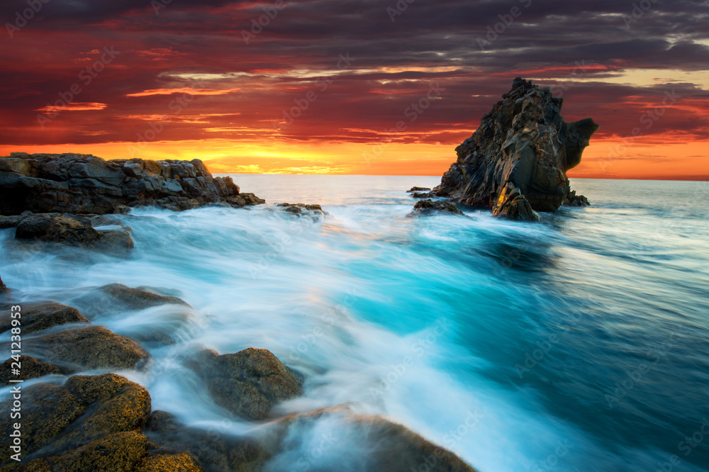 Beautiful sunset at madeira island