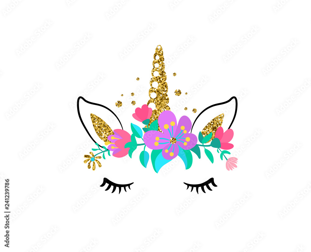 Unicorn cute vector illustration isolated on white background. Fashion