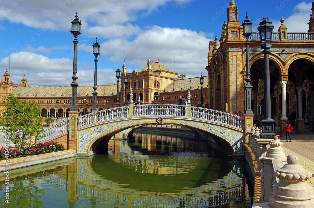 Ornamental Bridge at the Plaza de España, Seville (Sevilla), Spain