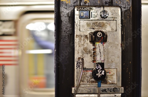 Photography Dirty Pay Phone Rundown New York City Subway Platform Grunge City Life