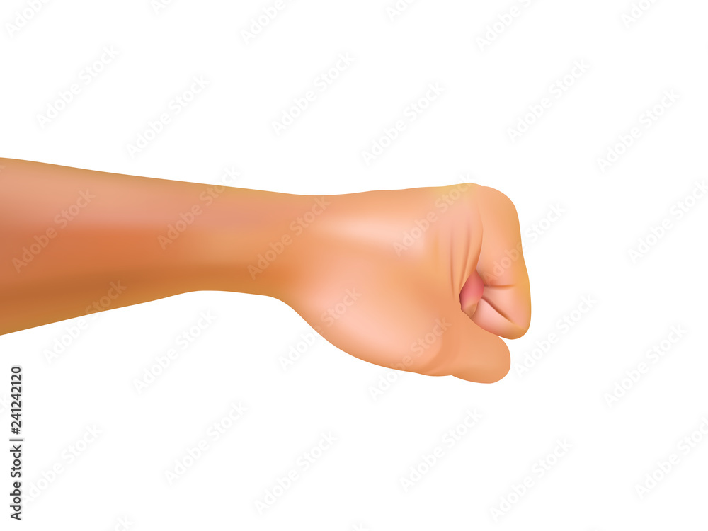 Hand Gesture of Punching, Side Viewm Gradient Mesh Style, Realistic Vector Illustration Hand Gesture of Punching, Side Viewm Gradient Mesh Style, Realistic Vector Illustration