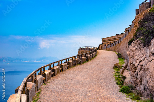 Beautiful path to a fortress in the middle of the sea