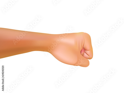 Hand Gesture of Punching, Side Viewm Gradient Mesh Style, Realistic Vector Illustration