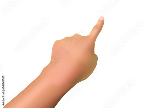 Index Finger Touching or Pointing Something, Gradient Mesh Hand Gesture, Realistic Vector Illustration