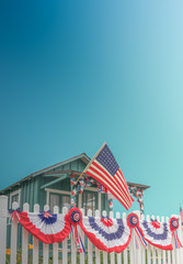 White Picket Fence Patriotic USA Home