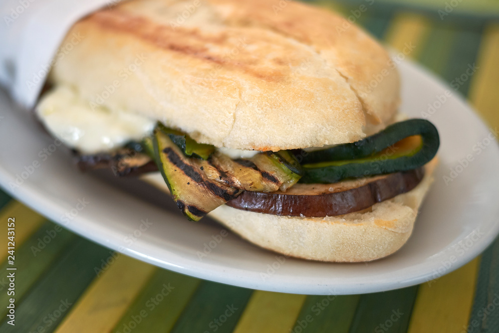 Vegetarian sandwich with mozzarella cheese Vegetarian sandwich with mozzarella cheese