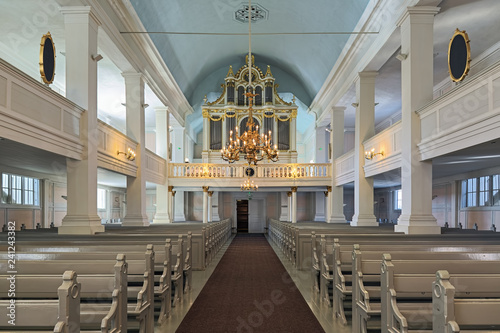 Obraz na płótnie Interior of the Old Church of Helsinki, Finland. The church was built in 1824-1826 by design of the German architect Carl Ludvig Engel. The organ by Per Larsson Akermann was installed in 1869. w salonie