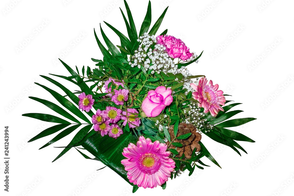 Obraz premium Colorful flower bouquet isolated on white background. Closeup.