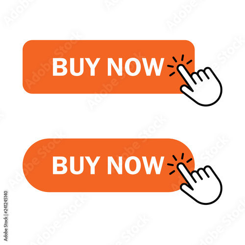 Hand cursor clicks buy button