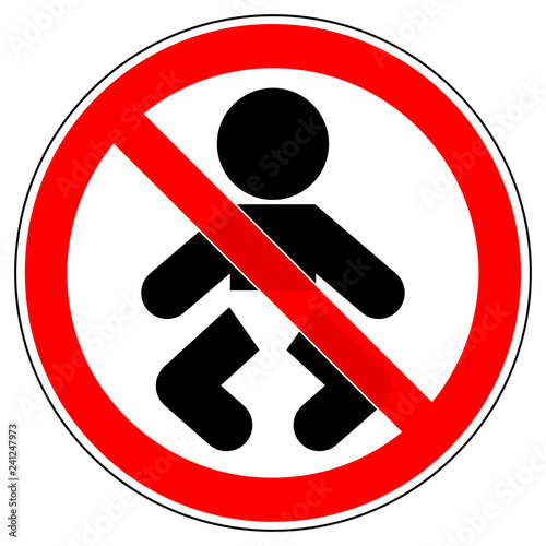 srr510 SignRoundRed - german - Verbotszeichen: baby verboten (mit Windel) - english - prohibition sign - baby banned - (with diaper) - red g6965