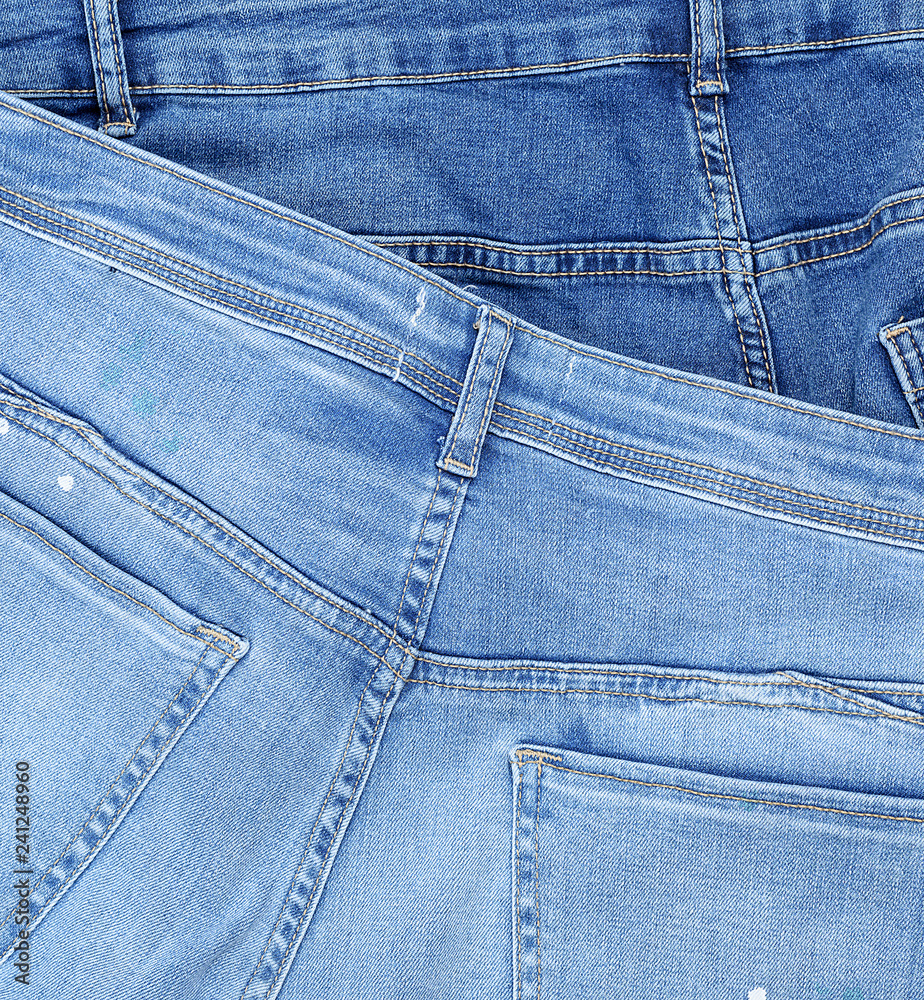 Fototapeta premium different classic blue jeans, full frame