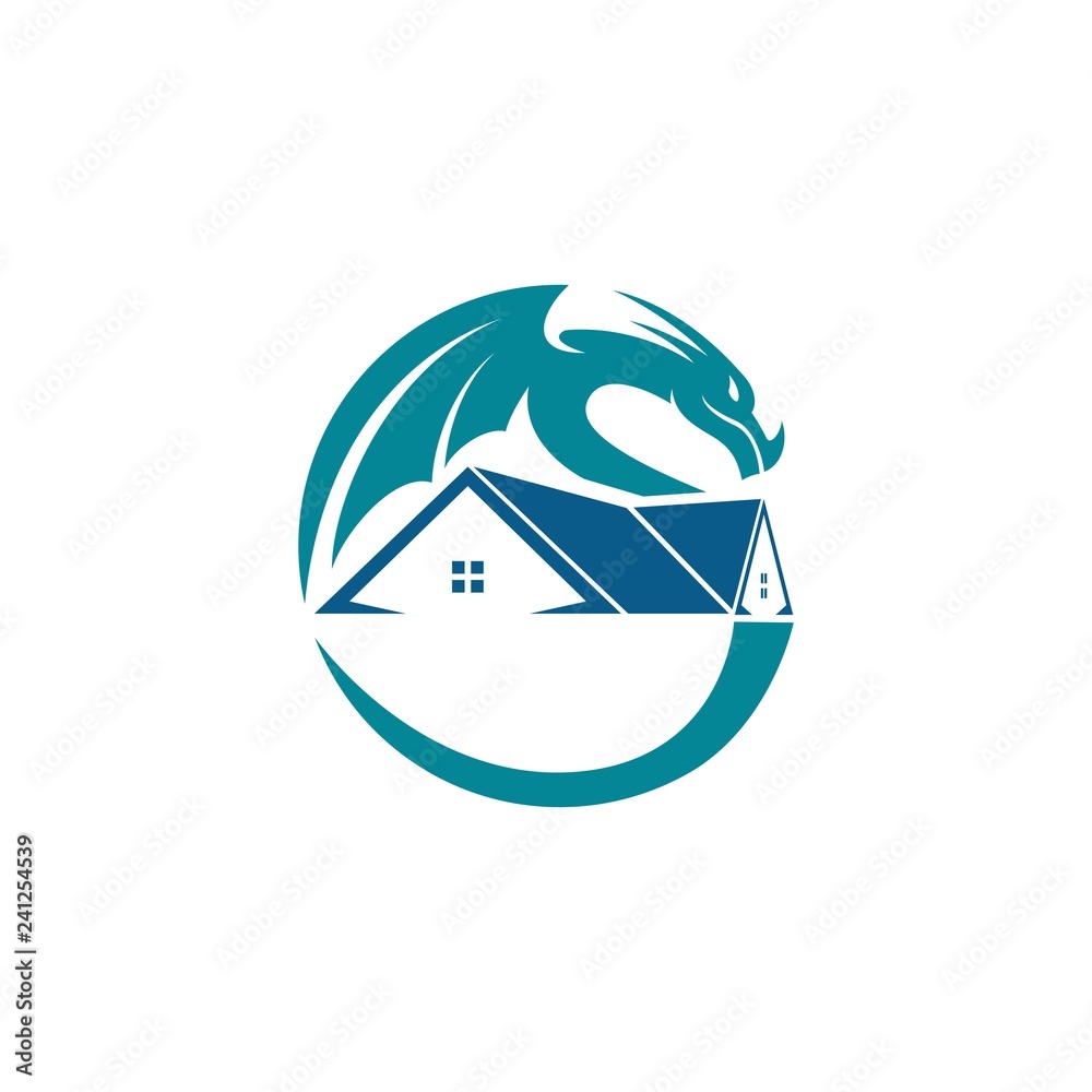 Dragon and roof concept for real estate or home logo icon template Dragon and roof concept for real estate or home logo icon template