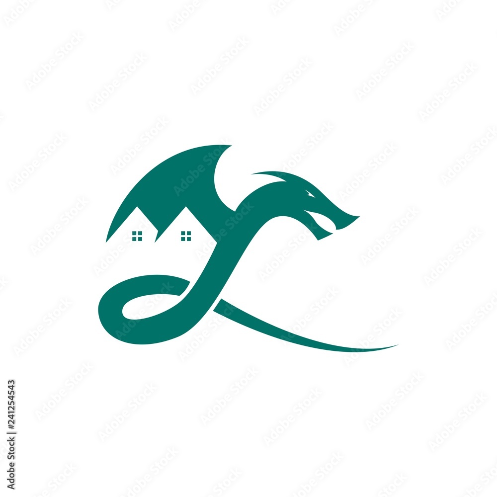 Dragon and roof concept for real estate or home logo icon template Dragon and roof concept for real estate or home logo icon template