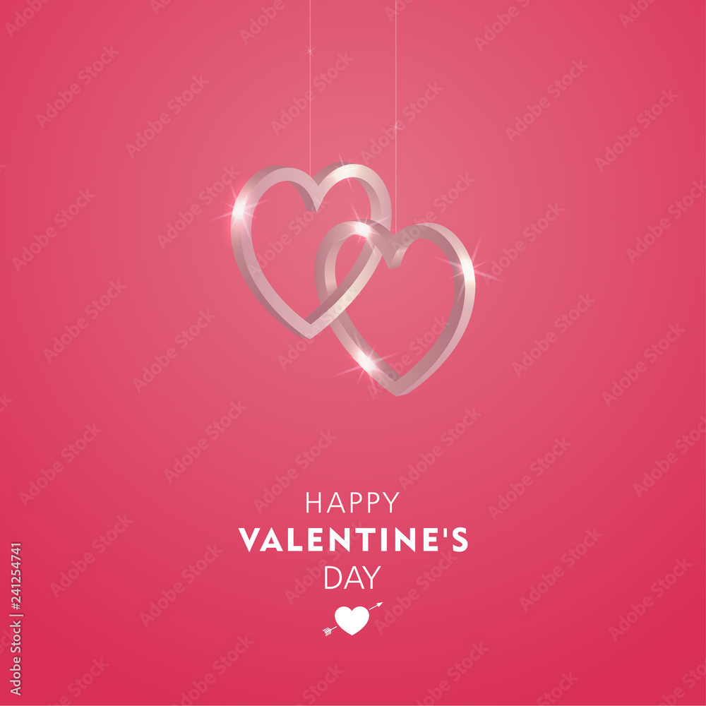 valentines day, 14th February, love day rose gold hearts romantic Celebration design vector illustration