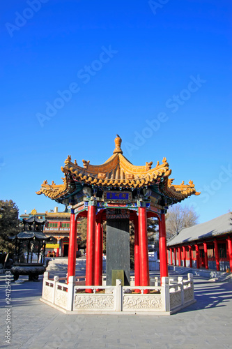 imperial stone tablet pavilion building scenery in the Xilituzhao Lamasery, Hohhot city, Inner Mongolia autonomous region, China