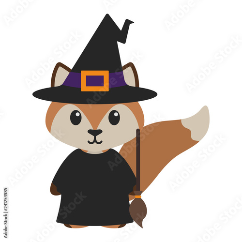 Fox in Witch Costume - Cute woodland fox wearing witch costume