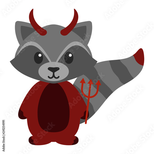 Raccoon in Devil Costume - Cute woodland raccoon wearing devil costume