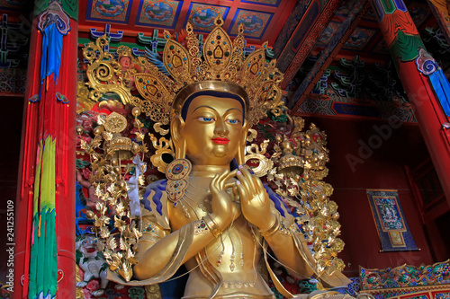 golden buddha statue in the Dazhao Lamasery, Hohhot, Inner Mongolia autonomous region, China