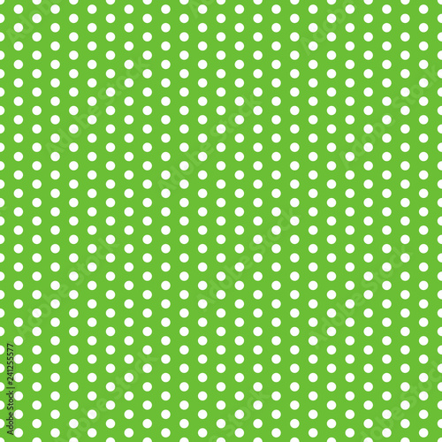 Polka Dots Seamless Pattern - Large white polka dots on lime green background