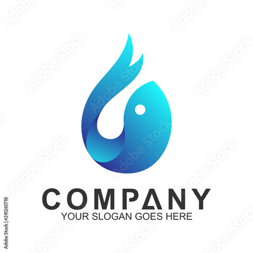 Photography fish water drop logo design