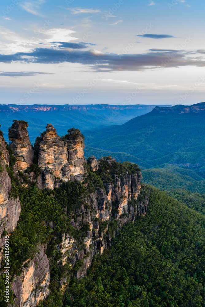 View of three sisters rocks in Blue mountains in Australia