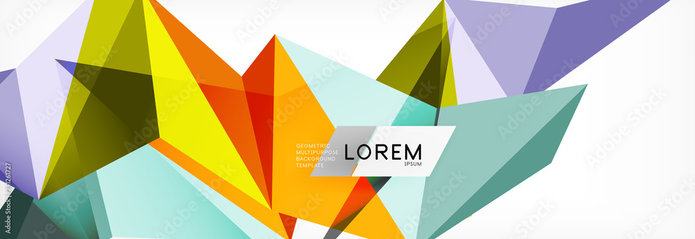 Mosaic triangular low poly style abstract geometric background. Polygonal vector. Abstract white bright technology design.